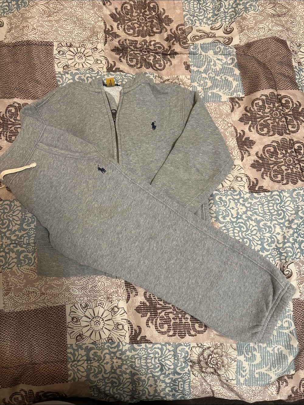 Polo by Ralph Lauren Light Gray Half-Zip Sweatshirt and Joggers Set